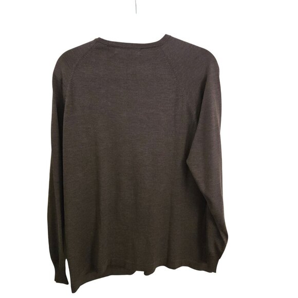 Metropolitan View Medium Brown Silk Blend Lightweight Crewneck Sweater Size L - Picture 2 of 4